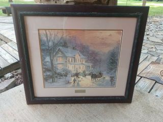 Library Edition Framed Painting Thomas Kinkade 30x27 Home For The Holidays