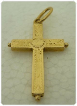 Rare Antique French Religious Pectoral Solid 18 K Gold Cross Pendant Cham1800