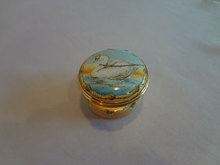 Halcyon Days Enamel Box With Hinged Lid - Animals Of The Opera - Lohengrin Swan