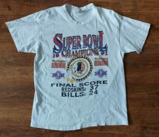 Vintage 1991 Washington Redskins Bowl Champions T - Shirt
