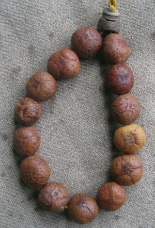 13 Mm 14 Beads 4 Eye Natural Bodhi Seed Tibetan Buddist Mala,  Nepal