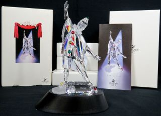 Swarovski Masquerade Pierrot 1999 Scs Annual Figurine W Stand And Crystal Plaque