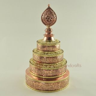 Hand Made Tibetan Buddhist Copper 8.  5 " Mandala Set