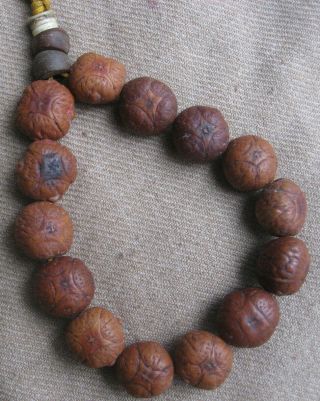 17 Mm 14 Beads 4 Eye Natural Bodhi Seed Tibetan Buddist Mala,  Nepal