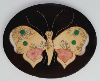 19th C Pietra Dura Elegant Mosaic Hardstone Inlay Victorian Plaque Butterfly 2