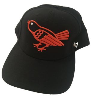 Mlb Baltimore Orioles Mascot Bird Logo 47 Hat Black Orange Size 7.  5