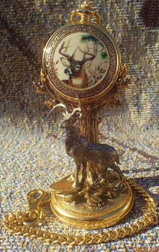 Franklin Rick Fields 10 Point Buck Pocket Watch And Display Stand -
