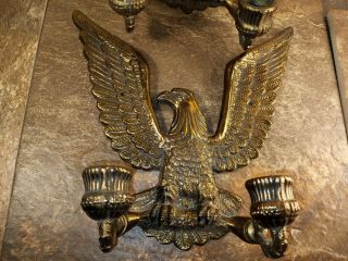 Vintage/Antique Brass - Matching Eagle Sconces Candle Stick Holders 2