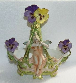 Antique Art Nouveau Bisque Porcelain German Vase Planter