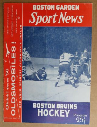Vintage Boston Bruins Vs Chicago Black Hawks Program Mar 18,  1956 Red Wings Cov
