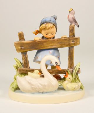 M J Hummel Goebel Feathered Friends Child With Birds Swan Goose Figurine And 334