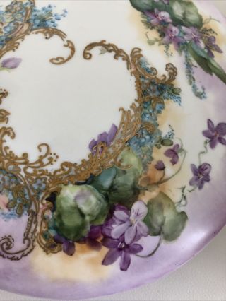 Vintage Large Hand Painted France Porcelain Vanity Trinket Jewelry Box Signed 2