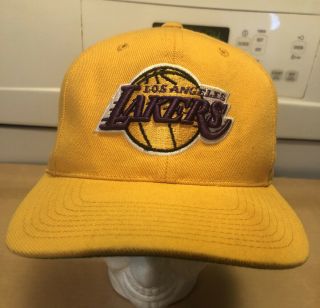 Vintage Rare Los Angeles Lakers Motion Logo Script Hat Cap Strapback