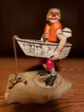 Ron Lee Anchors Away Clown In Boat With 24 Karat Gold Signed Ron 1979