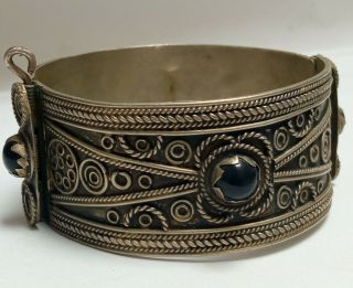 Rare Extremely Ancient Silver Viking Bracelet Authentic Old Black Stone Artifact