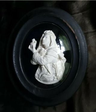 Antique 19th Century Meerschaum Religious Reliquary; St.  Catherine Of Siena