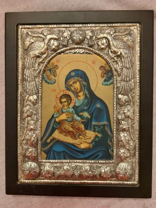 Holy Mother Of God - Greek Byzantine Icon Silver 950