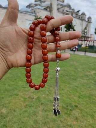 Rare Antique Faturan German Amber Sandalous Misbaha Prayerbeads Rosary Tasbih G