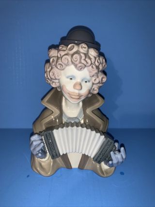 Lladro The Fine Melody Musical Clown Accordion Bust 7 " Figurine 5585
