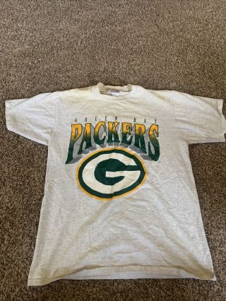 Vintage Green Bay Packers T - Shirt Size L Vintage Rare Chalk Line