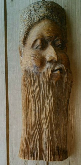 Vintage Primitive Hand Carved Wood Old Man Hunter Woodsman 18 Inches Rare Wow