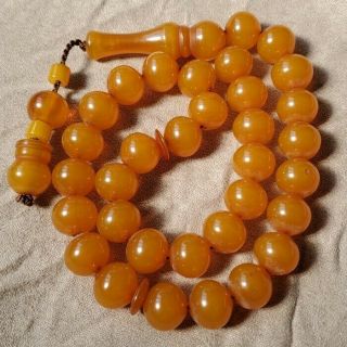 Honey Amber Real German Bakelite 33 Prayer Beads Faturan Masbaha Komboloi