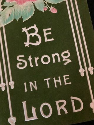 Watchtower - Related Victorian Motto Card " Be Strong In The Lord " Made Is Usa