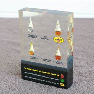 Pennzoil Vintage Advertising Display Oil In Lucite Unique Gift Props Yl
