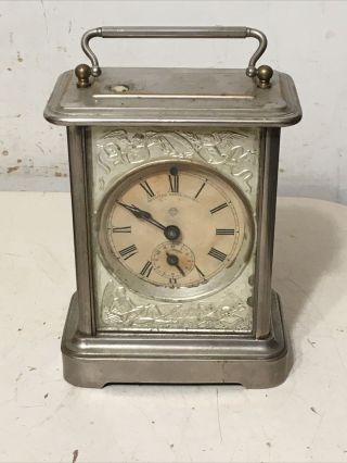 Rare Antique Ansonia Tally Ho Alarm Carriage Clock Part Ornate Cherub Decoration