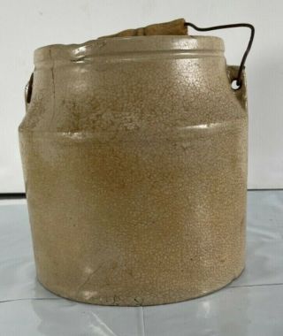Antique Macomb Pottery Stoneware Crock 7.  5 " Wide X 7.  5 " Tall With Handle
