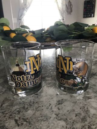 Vintage/rare Notre Dame Drinking Glasses - Set Of Two