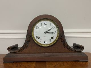 Antique Sessions 8 Day Time And Strike Mantle Clock Runs