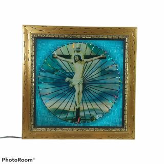 Vintage Jesus Light Up Motion Wall Hanging Picture Decor Kaleidoscope Christian