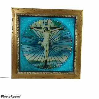 Vintage Jesus Light Up Motion Wall Hanging Picture Decor Kaleidoscope Christian 2
