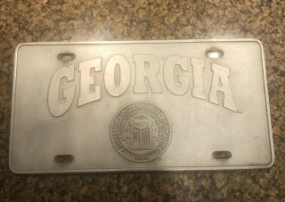 Uga University Of Georgia Pewter License Plate / Car Tag