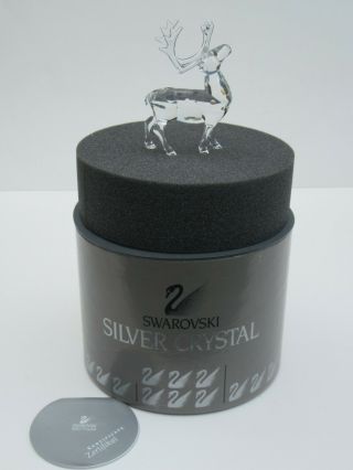 Swarovski 214821 Silver Crystal Reindeer Figurine W/ Box