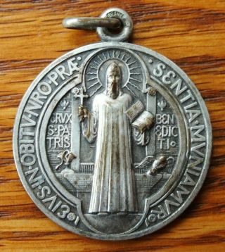 Antique Large 8g France Religious Medal St Benedict Dispossession Exorcize Demon