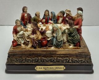 The Last Supper Of Jesus Christ And The 12 Disciples Painted Statue 7”