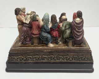 The Last Supper of Jesus Christ And The 12 Disciples Painted Statue 7” 2