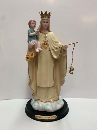 12” Inch Our Lady Of Mercy / Virgen De La Merced Statue Made Of Resin