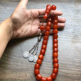 RARE 33 German DAMAR AMBER faturan bakelite Islamic Prayer Beads Rosary فاتوران 3