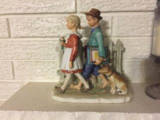 1st Edition Norman Rockwell Fall Figurine " A Scholarly Pace " Box - Japan