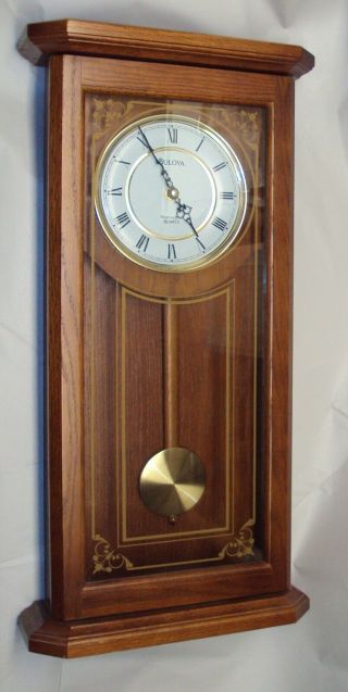 Bulova Cirrus C3375 Pendulum Quartz Wall Clock Oak Westminster Chime