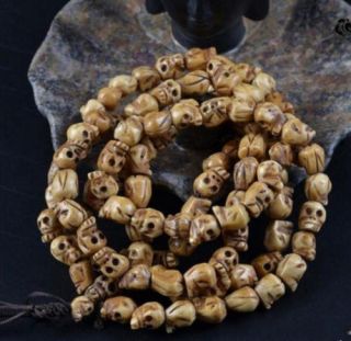 Rare 108 Bead Buddhism Tibetan Yak Bone Skull Meditation Prayer Mala Necklace8mm 2