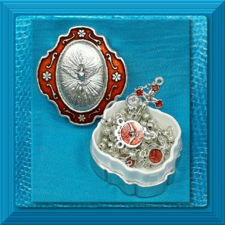 Holy Spirit Catholic Rosary Medal 2 - Tone Case Rosebud Beads Italian Dove Ret:$45