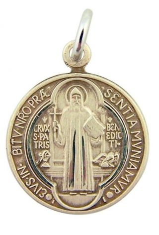 Sterling Silver Catholic Saint Benedict Protection Against Evil Medal,  3/4 Inch