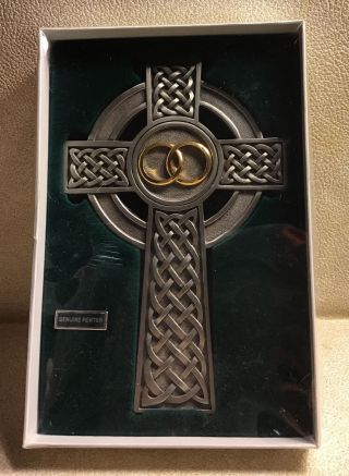 Vintage Jeweled Cross Co Celtic Wedding Rings Marriage Pewter Cross Wall Hanging