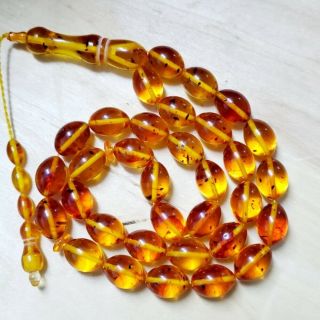 33 German Amber Orange Bakelite Prayer Beads Masbaha Beads Faturan بكالايت عنبري