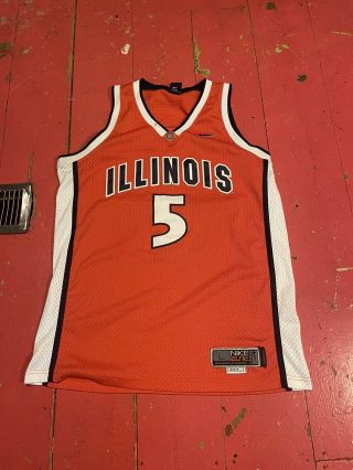 Vintage Nike Team Elite Illinois Fighting Illini Basketball Jersey 5 Adult L,  2