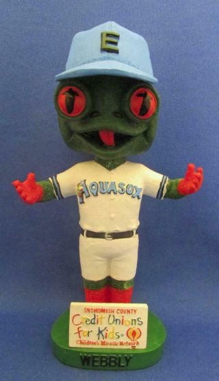 Everett Aquasox " Webbly " Minor League Baseball Mascot Bobblehead With Open Arms
